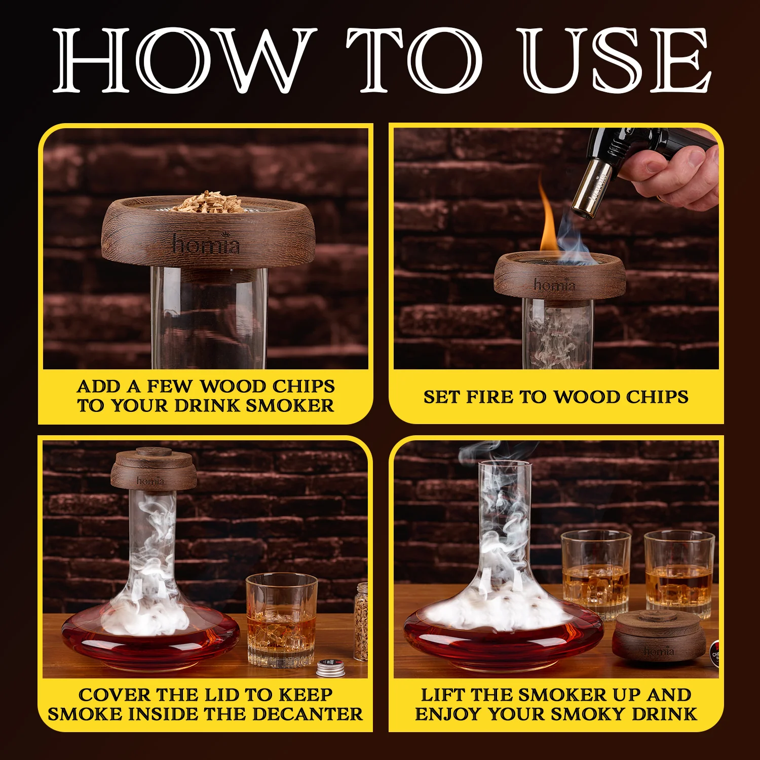 2 in 1 Decanter Set With Drink Smoker - Image 4