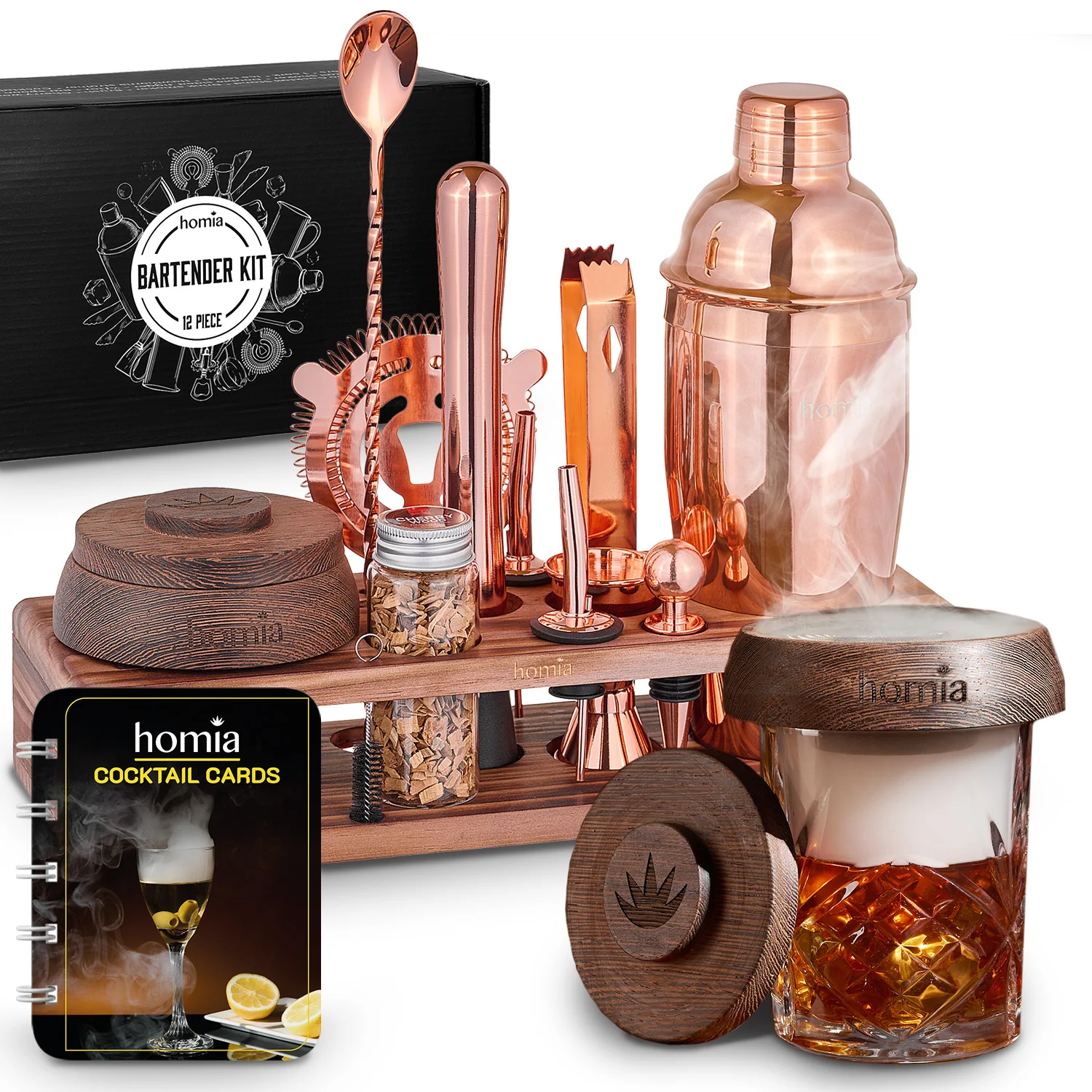 Pine Stand Bartender Kit with Whiskey Smoker - 13 pcs - Image 10