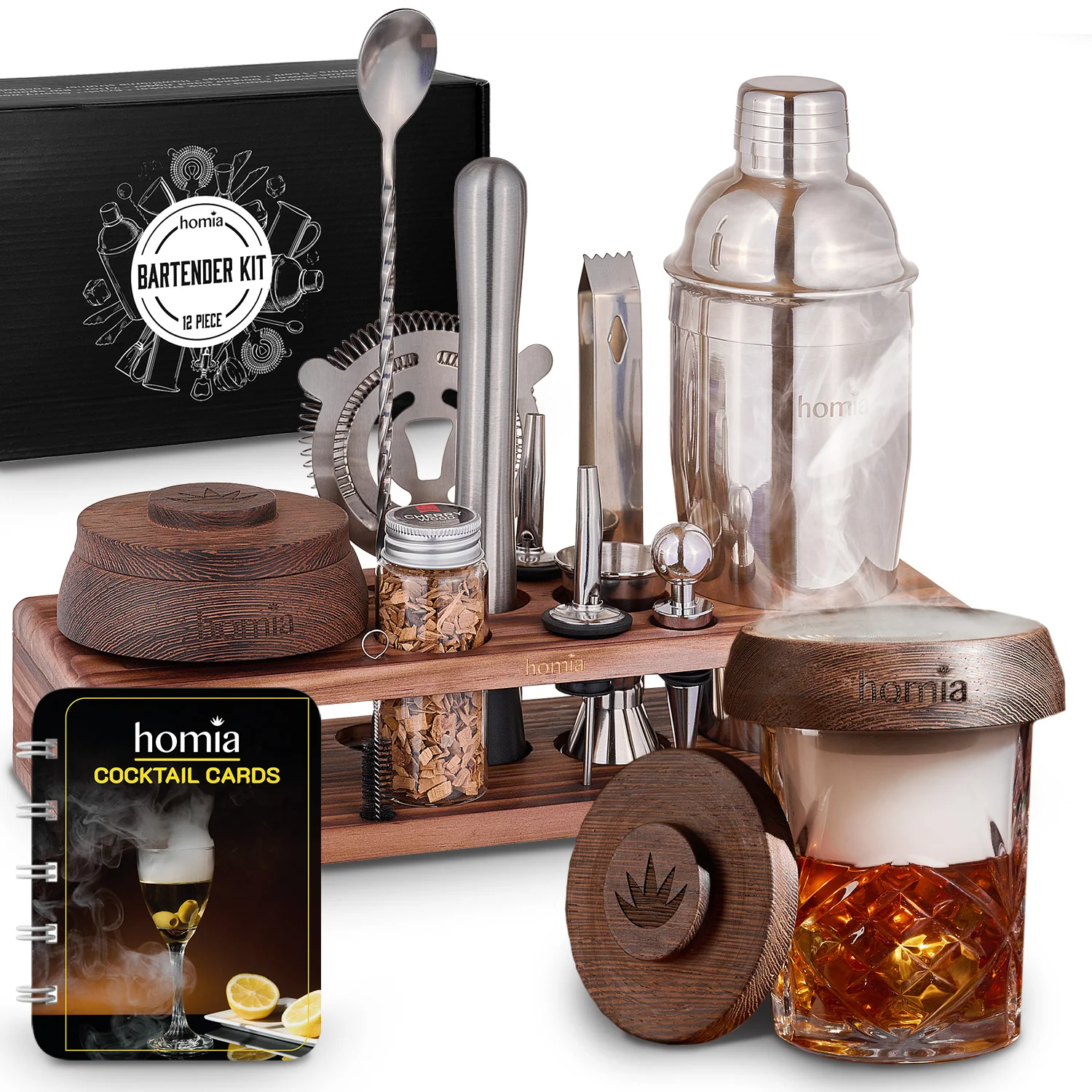 Pine Stand Bartender Kit with Whiskey Smoker - 13 pcs - Image 11