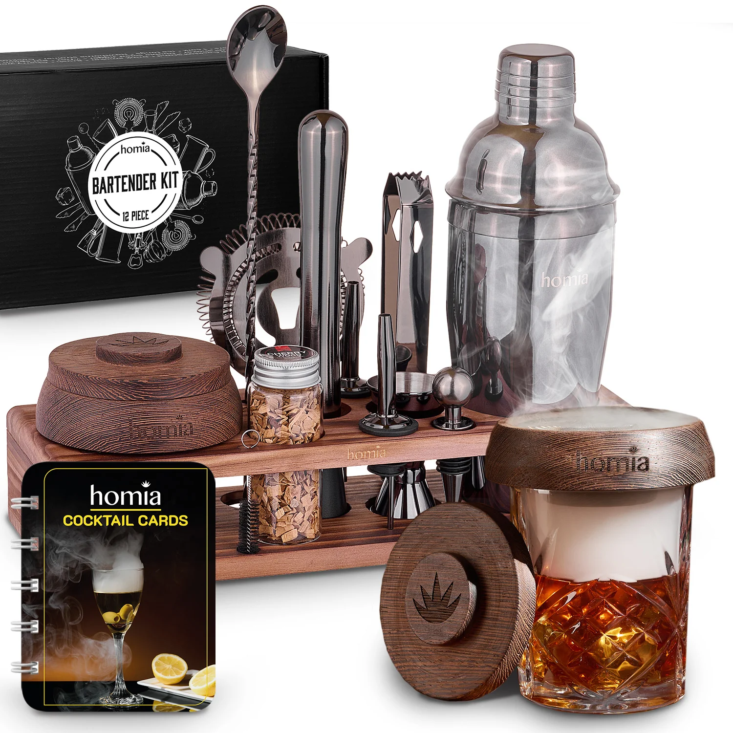 Pine Stand Bartender Kit with Whiskey Smoker - 13 pcs - Image 9