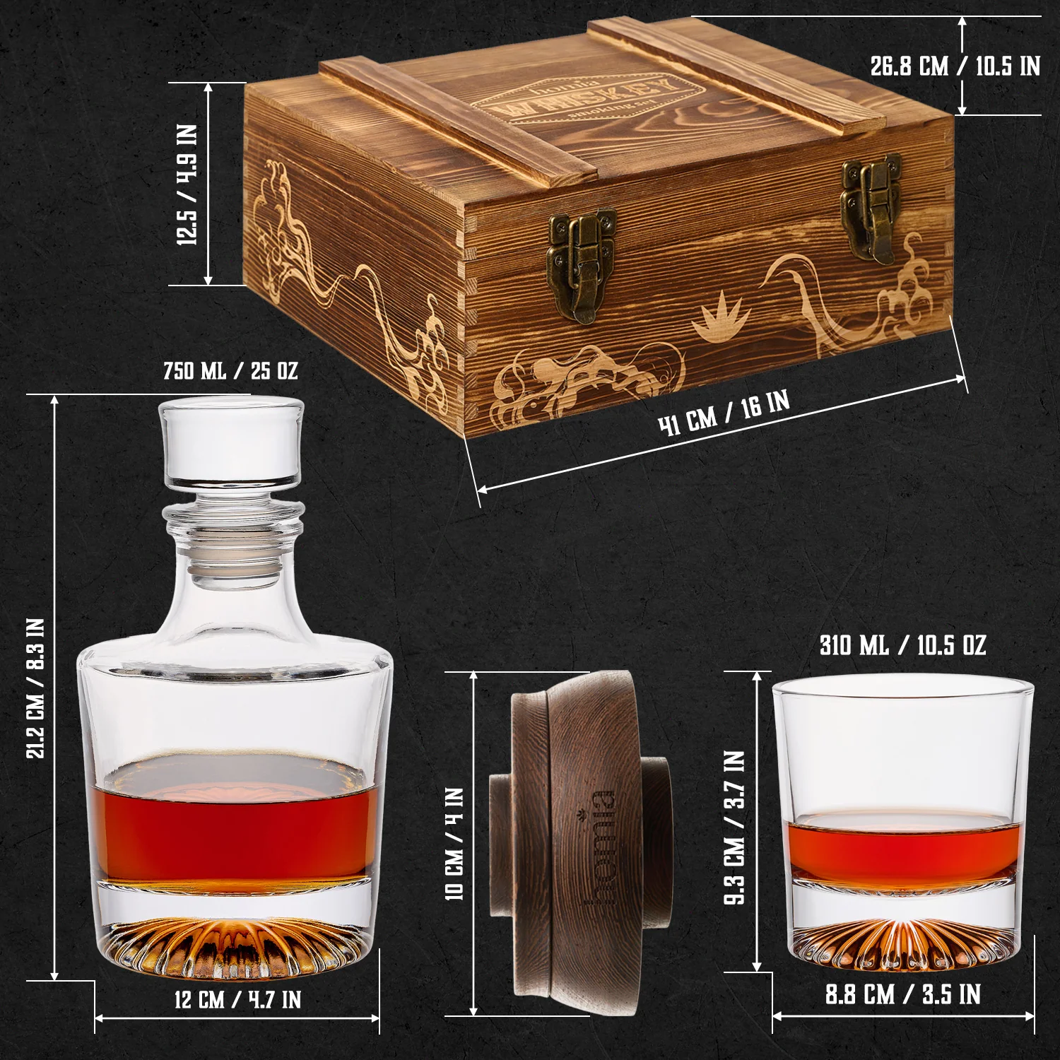 Whiskey Gift Set - Whiskey Bottle and Old Fashioned Glasses - 14 pcs - Image 3