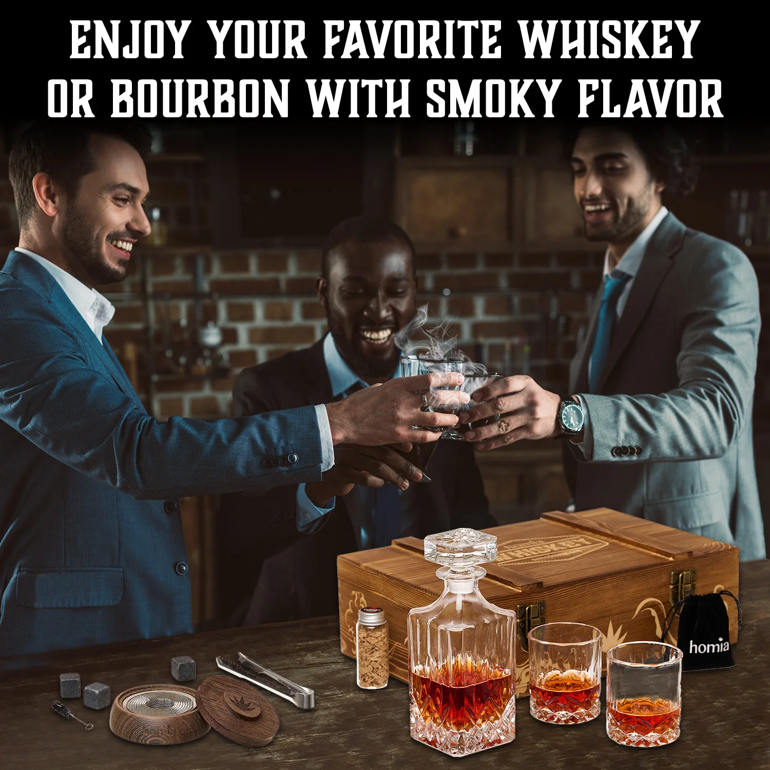 Whiskey Gift Set - Whiskey Pattern Bottle and Old Fashioned Glasses - 14 pcs - Image 6